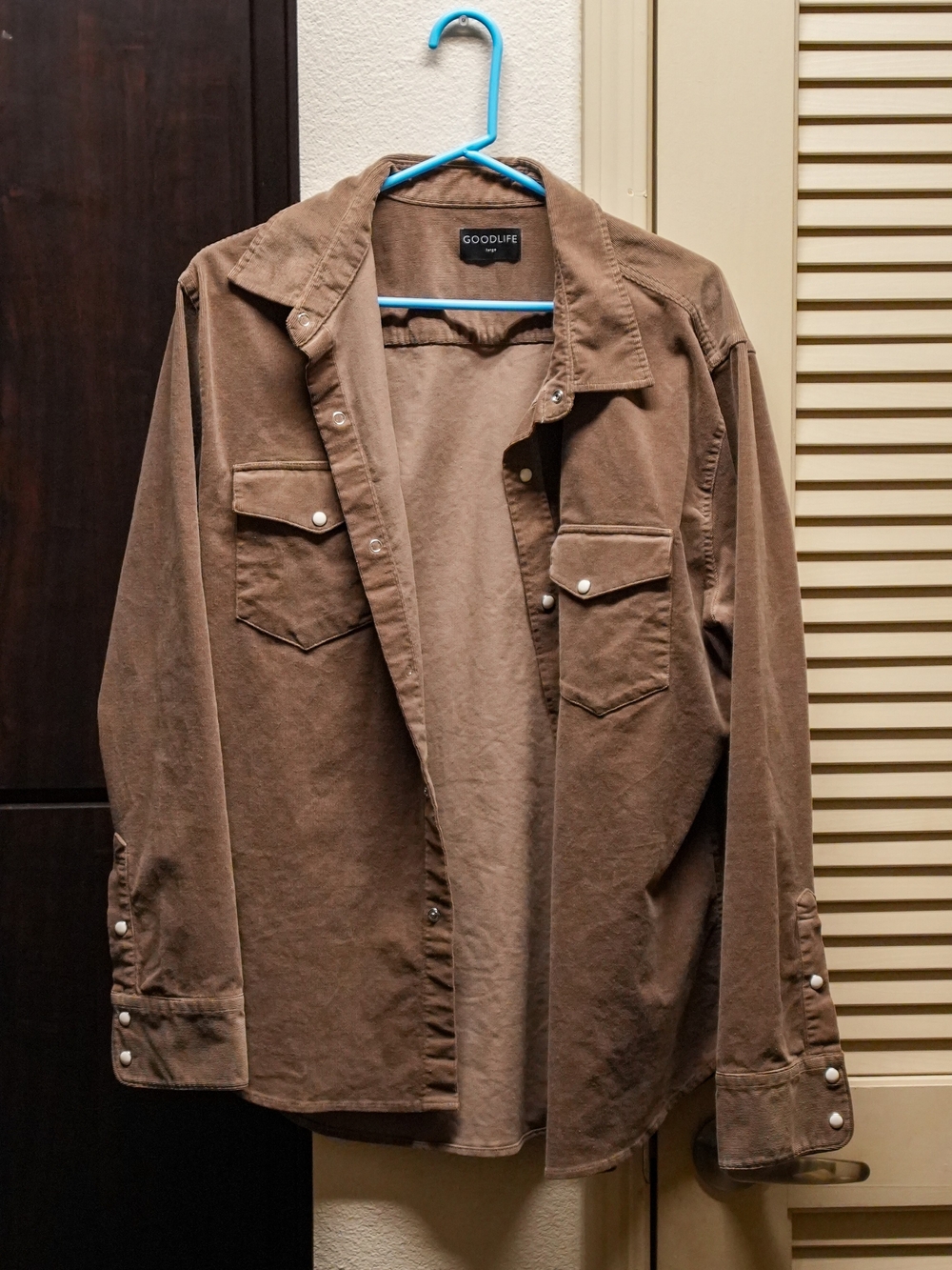 GOODLIFE Brown Corduroy Shirt Jacket with Snap Pockets